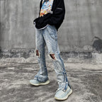 high street vintage washed knee ripped jeans