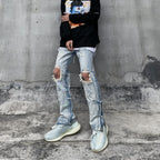 high street vintage washed knee ripped jeans