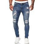 men's fashion washed hole jeans