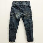 loose distressed retro stitching tooling motorcycle jeans