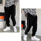 handsome striped grey sports sweatpants