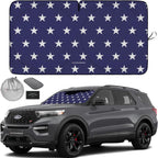 Autoamerics 1-Piece Windshield Sun Shade American Stars Flag USA Patriotic  - Foldable Car Front Window Sunshade for Sedans SUV Truck - Blocks Max UV Rays and Keeps Your Vehicle Cool - Medium
