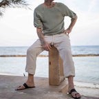 mens linen minimalist holiday plain harem pants