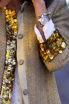 Fashion Sequins Splicing Long Sleeve Cardigan