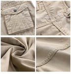 men's drawstring elastic waist zip multi pocket cotton cargo shorts
