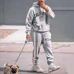 men california letter print drawstring waist sweatpants