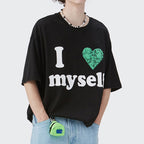 Loose Lettering Faux Embroidered Short Sleeve T-Shirt