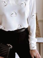 Long Sleeve V-Neck Loose Print Shirt