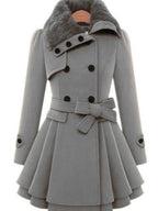 Fold-Over Collar Plain Coat