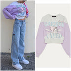 Fashion Retro Print Stitching Sweatshirt