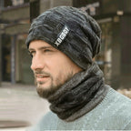 Men's Warm Outdoor Hat And Scarf Suit