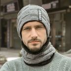 Men's Warm Outdoor Hat And Scarf Suit