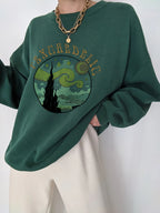 Starry Sky Print All-match Casual Loose Sweatshirt