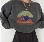 Canyon Letter Print All-match Casual Loose Sweatshirt