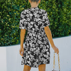 V-Neck Tie Floral Chiffon Dress