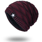 Men's Outdoor Pullover Warm Black Five-star Knitted Hat