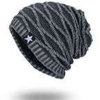 Men's Outdoor Pullover Warm Black Five-star Knitted Hat