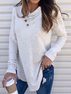 Pure Color Loose Casual Long-sleeved T-shirt