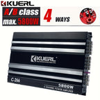 KUERL 4 Channel AB Class 12V Car Amplifier , 5800W Power Stereo Amplifier, Car Audio Amplifier To Drive Subwoofers And Speakers