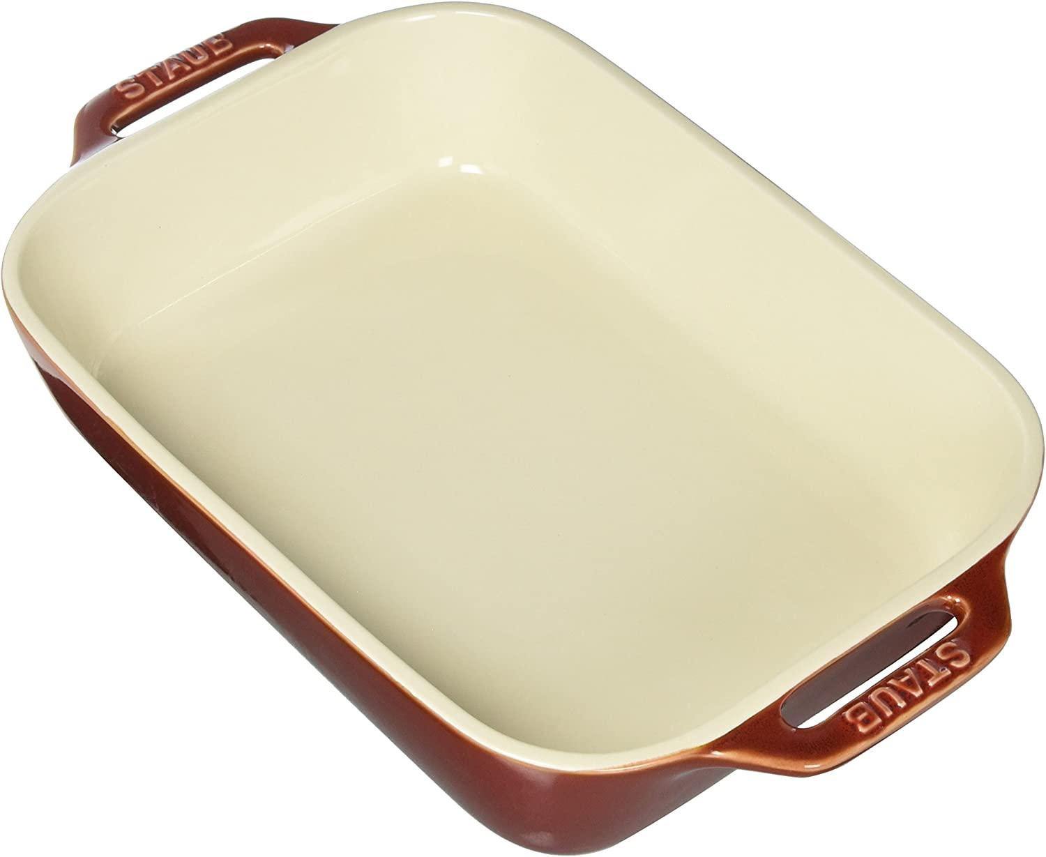 STAUB Ceramics Rectangular Baking Dish, 10.5x7.5-inch, Rustic Red