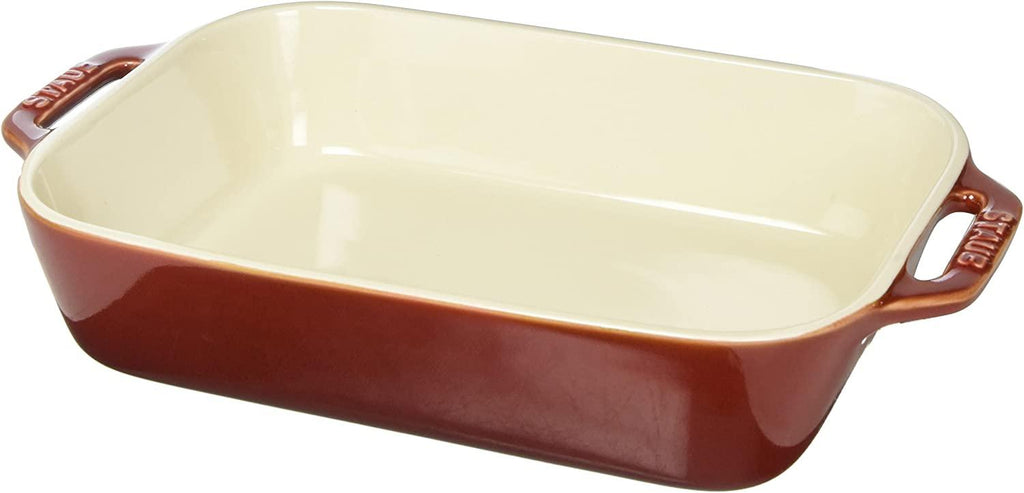 STAUB Ceramics Rectangular Baking Dish, 10.5x7.5-inch, Rustic Red