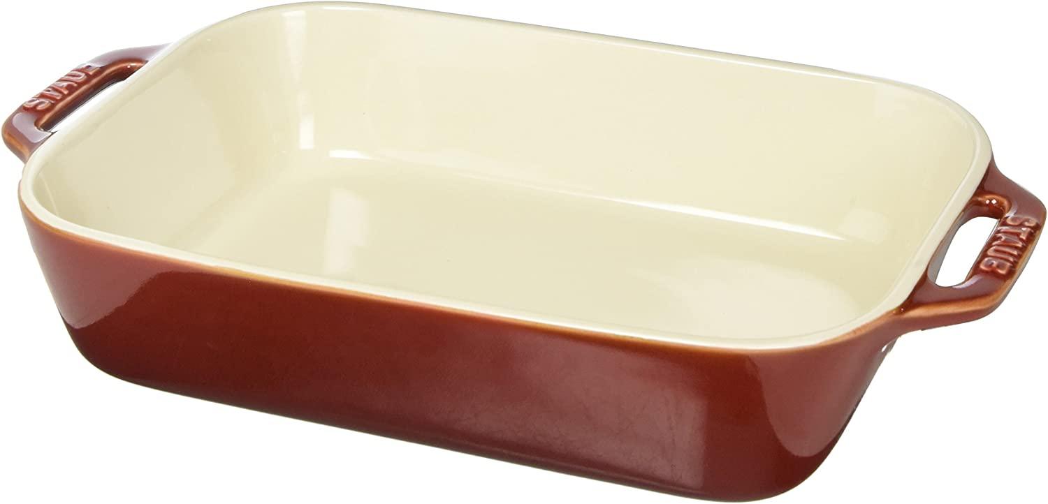 STAUB Ceramics Rectangular Baking Dish, 10.5x7.5-inch, Rustic Red