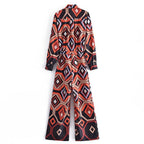 printed jumpsuit with belt