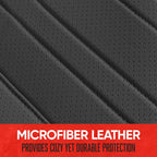 Motor Trend Seat Cover for Cars Trucks SUV, Faux Leather Rear Bench Black Padded Car Seat Cover with Storage Pockets, Premium Interior Car Seat Cover