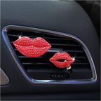 ZOSTLAND Rhinestone Car Decorative Clip,Car Air Fresheners, Lipstick Car Vent Clip,Personalized Automotive Interior Decoration Accessories,Car Decor Gift for women,Girl (2pcs Red Lip)
