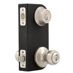 Polo Satin Nickel Entry Door Knob and Single Cylinder Deadbolt Combo Pack with Microban Antimicrobial Technology