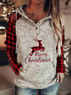 Casual Printed Long-Sleeved Hooded Sweatshirt