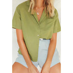 vintage turn down collar short sleeve blouse