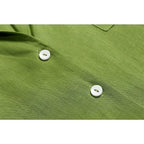 vintage turn down collar short sleeve blouse