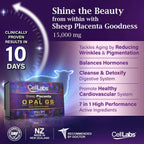 3X CellLabs Premium Sheep Placenta Stem Cell Opal GS 15,000mg with Astaxanthin, Lycopene, Olive Fruit, Grape Seed Oil for Visible Anti-Aging, Improve fine Lines, Reduce Wrinkle 6 Months Supply