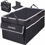 Homeve Trunk Organizer for Car, Collapsible Storage Box, Trunk Storage Organizer, 3 Compartment, Multi Pockets, Suitable for Any Car, SUV, Mini-Van Model Size, Black