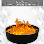 2mm thick Steel Campfire Fire Ring Solid  - Power coated - Lar48D x 12H