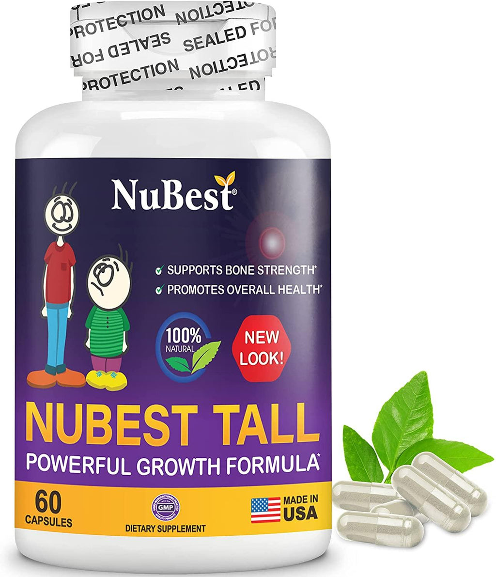 NuBest Tall 60 Capsules - Powerful Bone Growth Formula - Peak Bone Strength Capsules- Herbal Bone Health Supplement - for People Who Don’t Drink Milk Daily (Pack of 12)