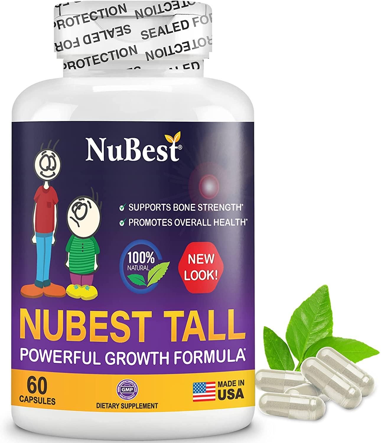 NuBest Tall 60 Capsules - Powerful Bone Growth Formula - Peak Bone Strength Capsules- Herbal Bone Health Supplement - for People Who Don’t Drink Milk Daily (Pack of 12)