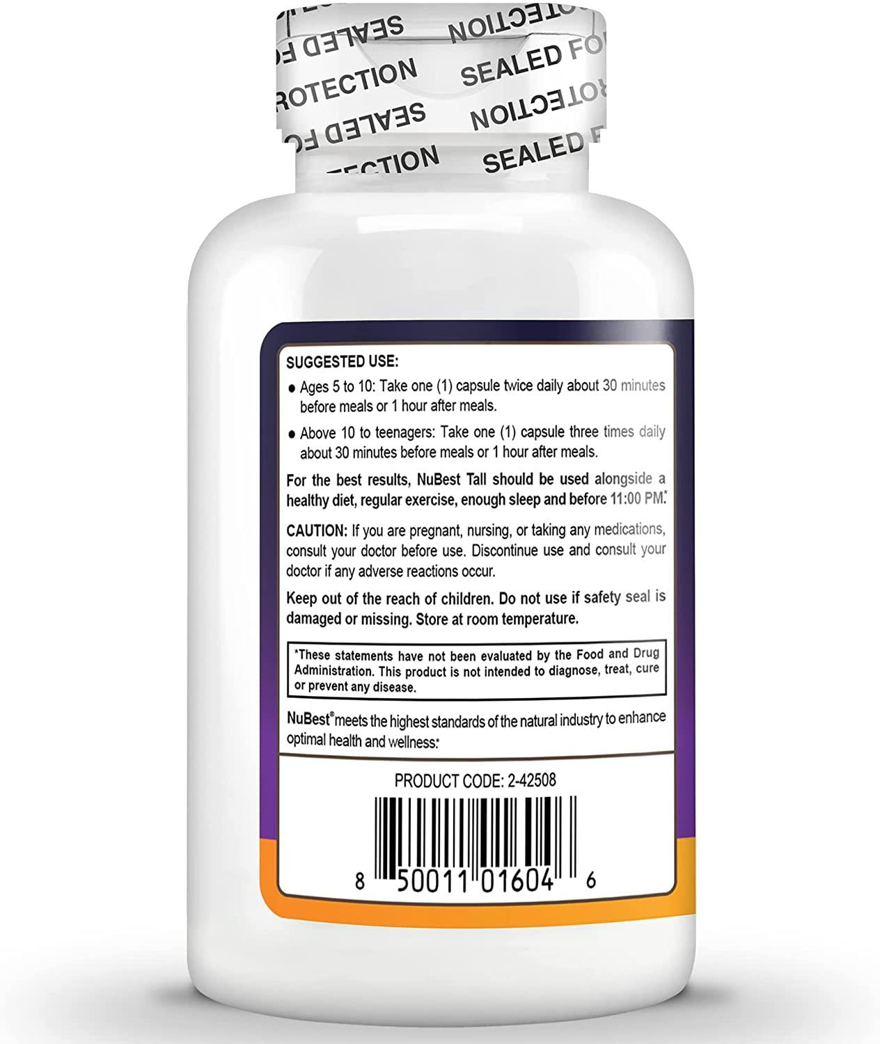 NuBest Tall 60 Capsules - Powerful Bone Growth Formula - Peak Bone Strength Capsules- Herbal Bone Health Supplement - for People Who Don’t Drink Milk Daily (Pack of 12)
