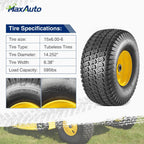 MaxAuto 2 Pcs Lawn Mower Tires 15x6.00-6 with Wheel for Riding Mowers, 3" Offset Hub Long with 3/4" bearings(WILL NOT FIT ON TRAILERS)
