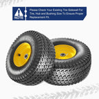 MaxAuto 2 Pcs Lawn Mower Tires 15x6.00-6 with Wheel for Riding Mowers, 3" Offset Hub Long with 3/4" bearings(WILL NOT FIT ON TRAILERS)