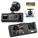 3 Camera Lens Car DVR 3-Channel Dash Cam HD 1080P Dash Camera Dual Lens Dashcam Video Recorder Black Box Car ParMonitoring Insede IR Night Vision