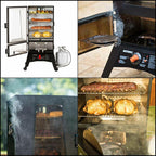Propane Smoker,Thermostat Control, 40 Inch, chrome-coated SmoRacks, Black.