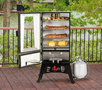 Propane Smoker,Thermostat Control, 40 Inch, chrome-coated SmoRacks, Black.