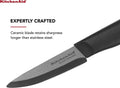 KitchenAid Classic Ceramic Paring Knife with Custom-Fit Blade Cover, Sharp Kitchen Knife, Dishwasher-Safe, 3.5-Inch, Black