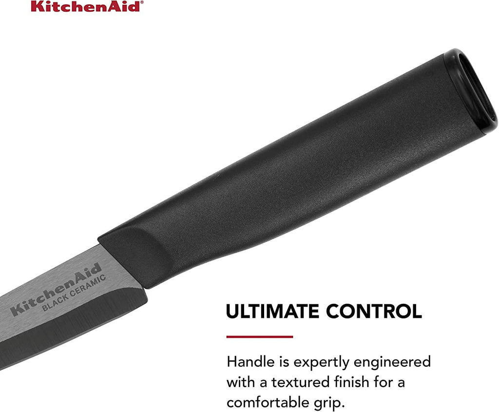 KitchenAid Classic Ceramic Paring Knife with Custom-Fit Blade Cover, Sharp Kitchen Knife, Dishwasher-Safe, 3.5-Inch, Black