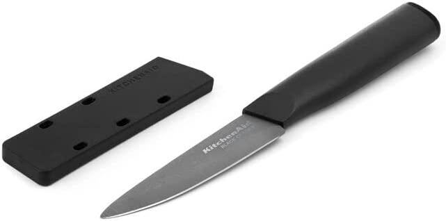 KitchenAid Classic Ceramic Paring Knife with Custom-Fit Blade Cover, Sharp Kitchen Knife, Dishwasher-Safe, 3.5-Inch, Black