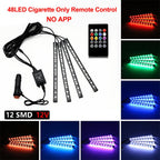 Neon LED Car Interior Ambient Foot Strip Light Kit Accessories Backlight Remote App Remote No Battery Music Control Auto RGB Decorative Lamps