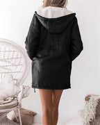 hooded trench coat with zipper pockets