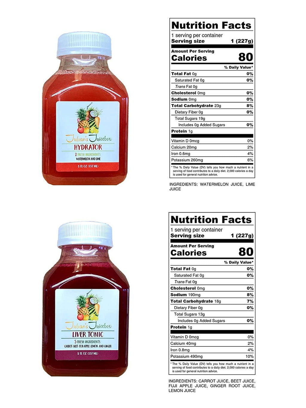 7 Day Juice Cleanse by Julian's Juicebox - Lose Weight, Curve Cravings & Reboot Your System - Great for Kids too!, 7 Day Cleanse (56 Bottles)